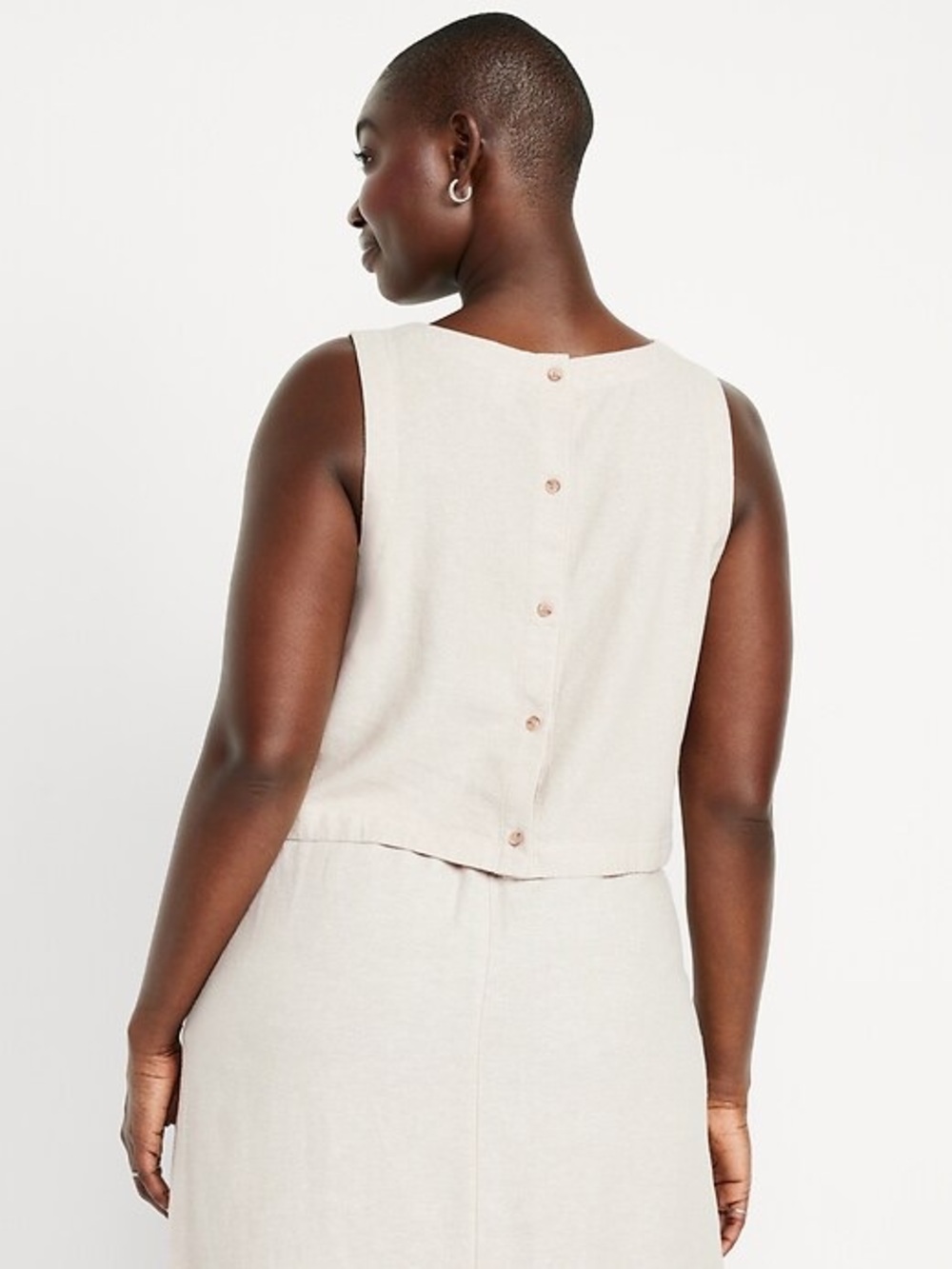 Old Navy High-Neck Button-Back Linen-Blend Top Size L